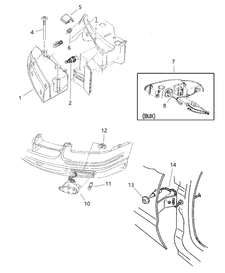 1998 Dodge Stratus Lamps - Front Diagram