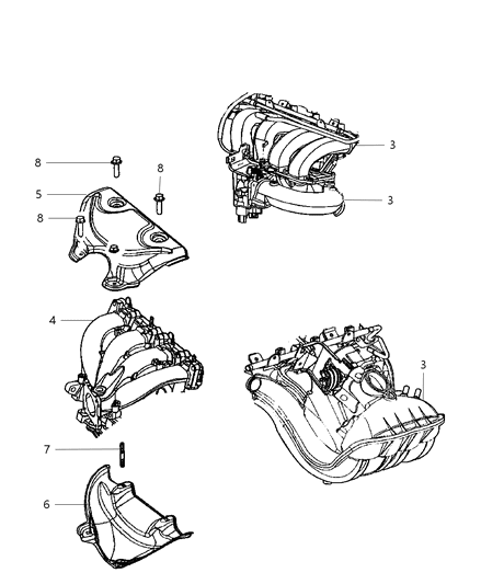 2003 Chrysler Sebring Sedan & Convertible Manifolds - Intake & Exhaust Diagram 3
