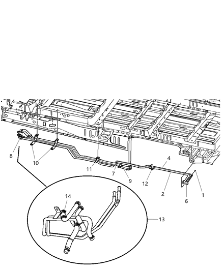 2003 Chrysler Town & Country Plumbing - A/C & Heater, Rear Diagram