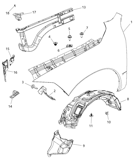 2018 Ram 1500 Front Fender Diagram