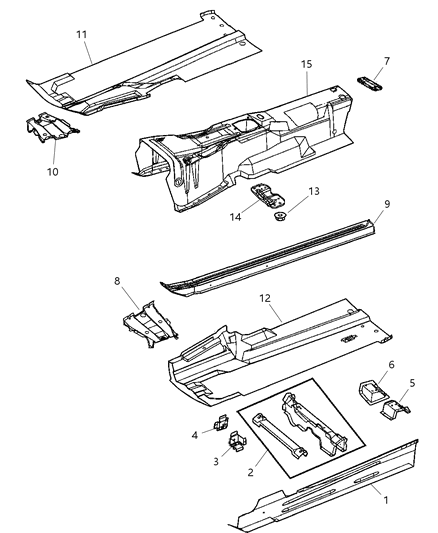 2004 Chrysler Crossfire Floor Pan, Front Diagram