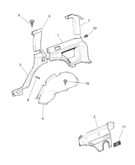 1998 Jeep Cherokee Panel-C Pillar Diagram for 5EW88RC3AC