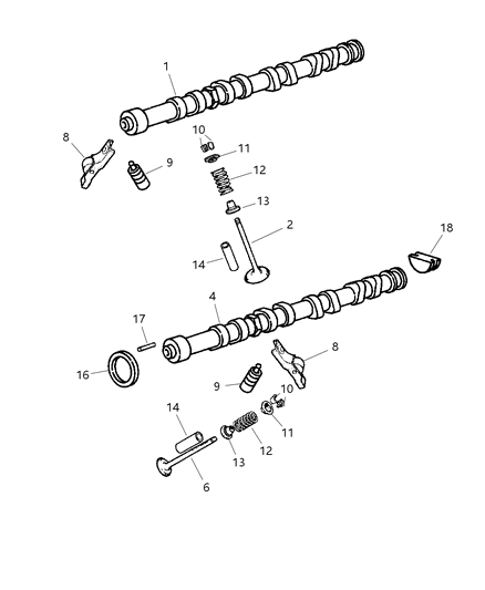 2005 Jeep Wrangler Camshaft & Valves Diagram 1