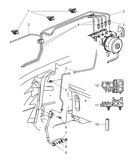 2006 Jeep Commander Brake Lines & Hoses, Front Diagram 2