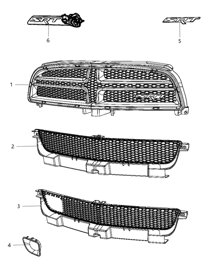 2012 Dodge Charger Bezel-Lower Grille Diagram for 68072152AA