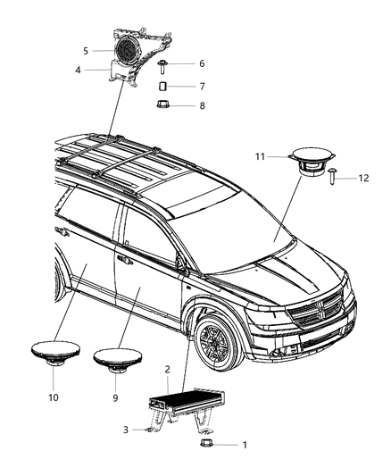 2014 Dodge Journey Speaker-Sub WOOFER Diagram for 5064946AA