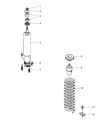 1997 Jeep Cherokee Springs & Shocks, Front Diagram