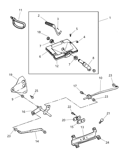 2000 Jeep Cherokee Boot-Transfer Case Lever Diagram for 52104019
