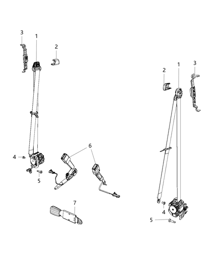 2015 Jeep Wrangler Front Inner Seat Belt Diagram for 1RH751X9AB