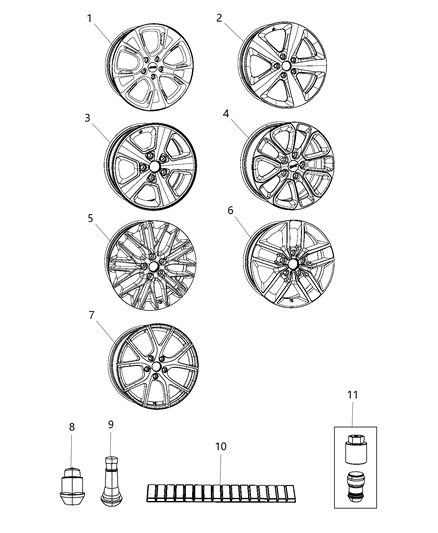 2017 Jeep Grand Cherokee Aluminum Wheel Diagram for 1WB01VXWAB