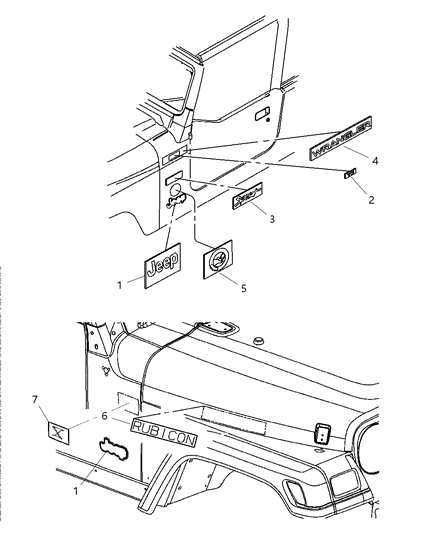 2003 Jeep Wrangler Decal Diagram for 55157067AA