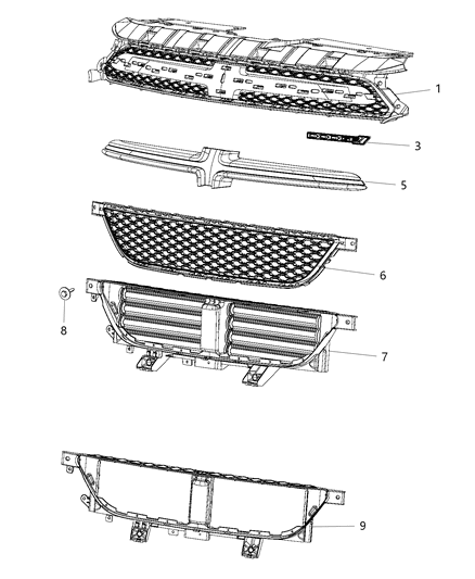 2015 Dodge Dart Grille-Lower Diagram for 68081409AA