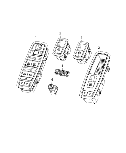 2020 Dodge Charger Switches, Doors, Mirrors And Liftgate Diagram