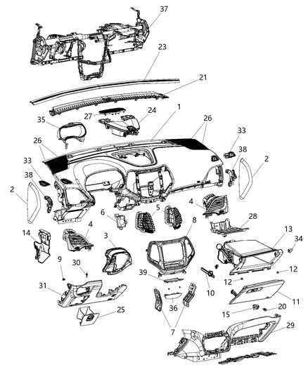 2015 Jeep Cherokee Instrument Panel Diagram 1