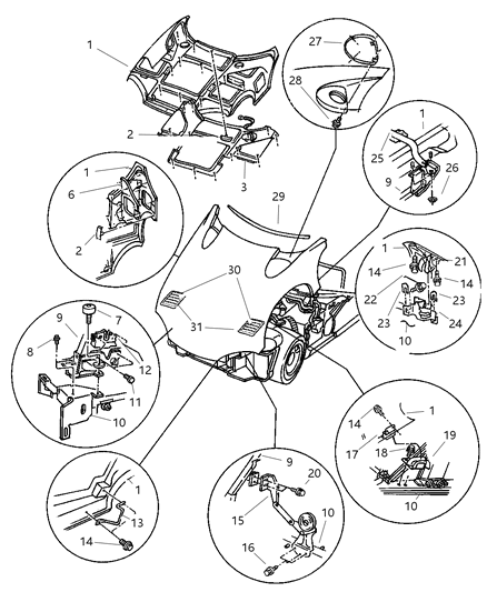 1997 Dodge Viper Hood Panel Diagram for 4848429