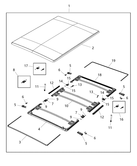 2020 Ram 3500 Hinge-TONNEAU Cover Diagram for 68229446AB