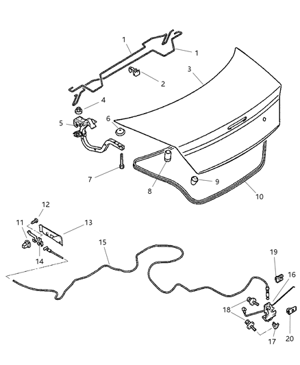 2003 Dodge Stratus Latch-Trunk Lid Diagram for MR599467