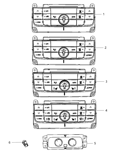 2013 Dodge Durango Air Conditioning And Heater Auxiliary Control Switch Diagram for 68089124AC