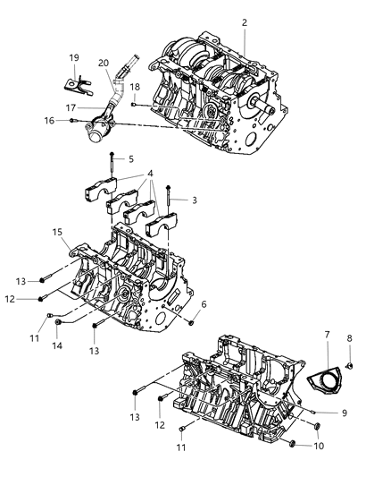 2007 Chrysler 300 Engine-Long Block Diagram for 68248369AA