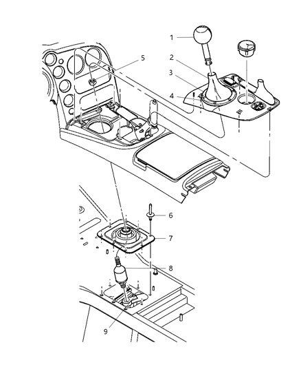 2010 Dodge Viper Gear Shift Boot, Knob And Bezel Diagram