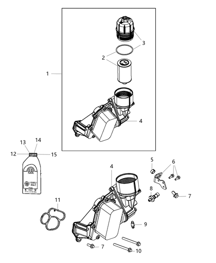 2018 Jeep Grand Cherokee Engine Oil , Filter , Adapter / Oil Cooler & Hoses / Tubes Diagram 2