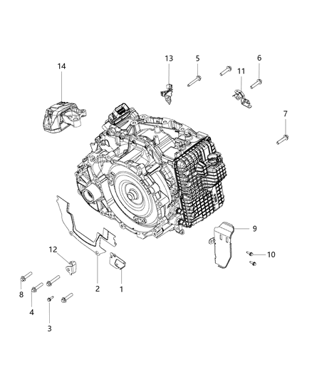 2019 Jeep Renegade Transmission Dust Shields And Mounting Bolts Diagram