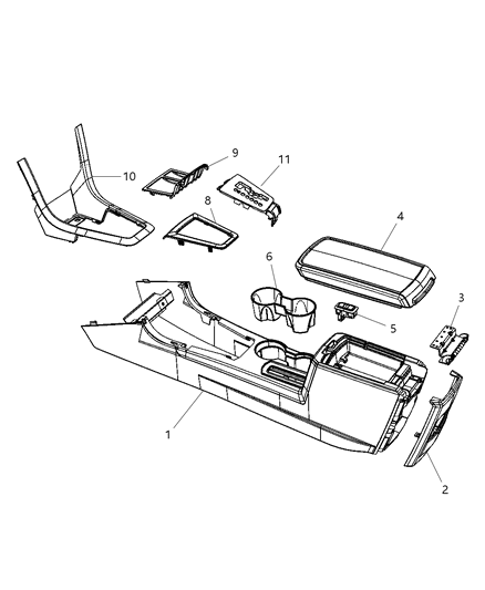 2010 Dodge Avenger Console-Floor Diagram for 1GP642DVAA