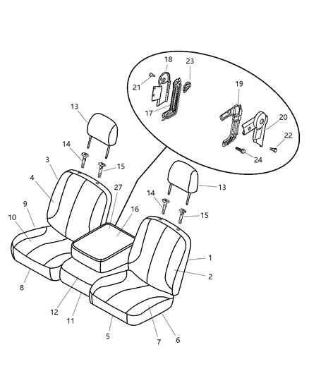 2007 Dodge Ram 2500 Front Seat Back Cover Diagram for 1FF831J3AA