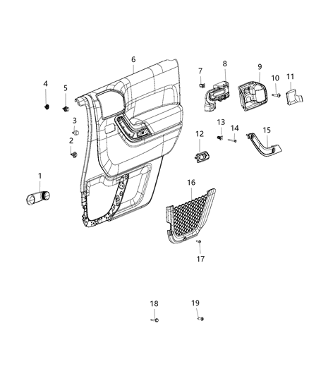 2018 Jeep Wrangler Bezel-Grab Handle Diagram for 6GH091D4AA