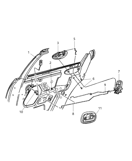 2005 Dodge Stratus Bezel-Remote Handle Diagram for US291P2AA