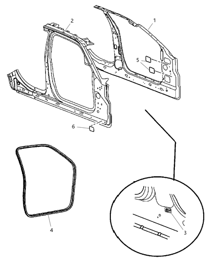 2008 Chrysler 300 Panel-Body Side Aperture Front Diagram for 68034151AB