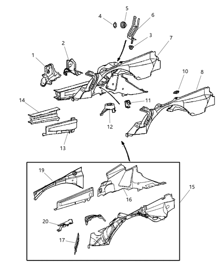 2005 Chrysler Crossfire WHEEL/HOUSE-WHEELHOUSE Diagram for 5097445AA