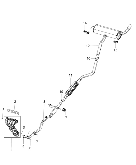 2018 Jeep Cherokee Exhaust Muffler And Tailpipe Diagram for 68185868AI