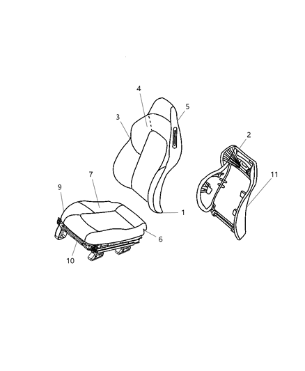 2006 Chrysler Crossfire Front Seat Cushion Cover Diagram for 1BG74ARKAA