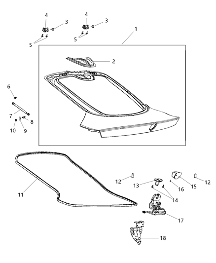 2015 Dodge Viper REINFMNT-LIFTGATE Latch Diagram for 68166244AB