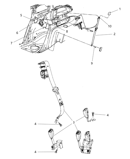 2008 Chrysler Pacifica Rear Seat Belt Diagram for TS741D5AD