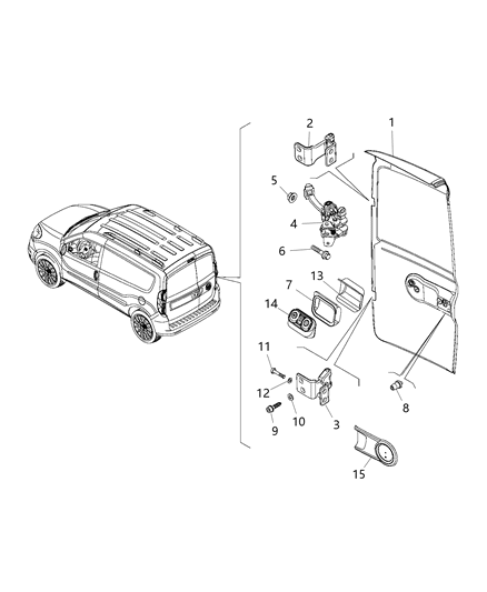2015 Ram ProMaster City Door, Dual Cargo Shell And Hinges Diagram