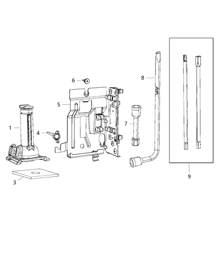 2019 Ram 3500 Jack Assembly & Tools Diagram