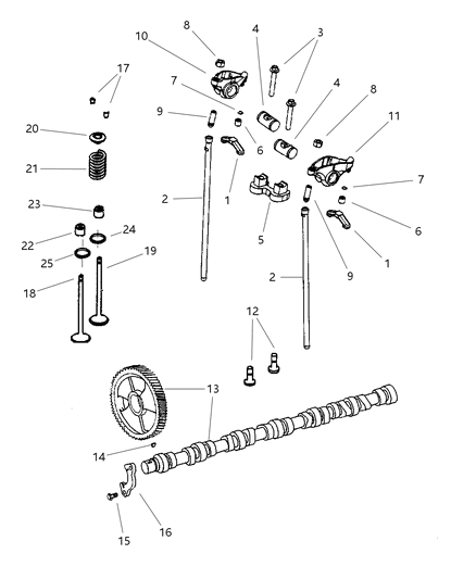 2000 Dodge Ram 2500 Regular Cab Camshaft & Valves Diagram 2