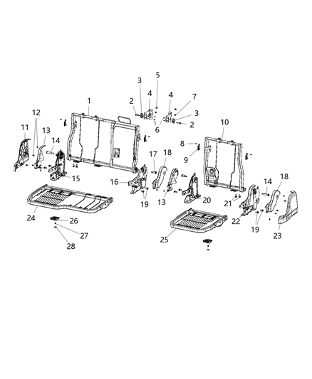 2020 Ram 1500 New Style Second Row - Rear Seat Hardware, Split Seat Diagram 4