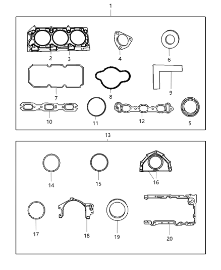 2008 Dodge Grand Caravan Gasket Packages Diagram 4