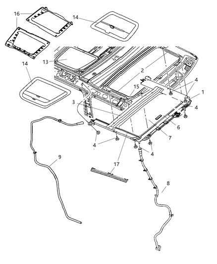 2006 Jeep Commander Frame-SUNROOF Diagram for 5174216AB