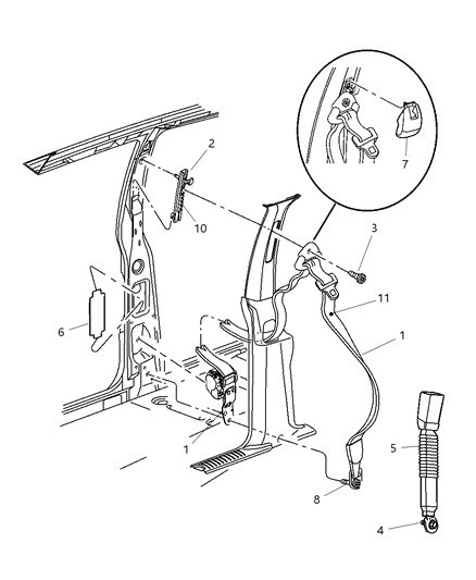 2003 Jeep Grand Cherokee Front Inner Seat Belt Diagram for 5GU081L5AE