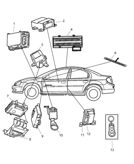 2005 Dodge Neon Air Bag Control Module Diagram for 5084086AC