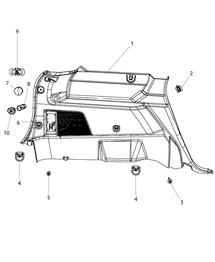 2012 Dodge Journey Quarter Trim Panel Diagram