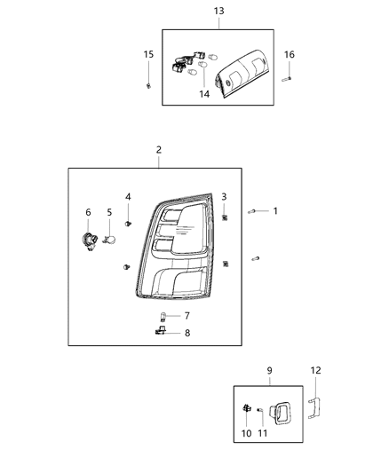 2011 Ram 3500 Pickup Lamps - Rear Diagram 1