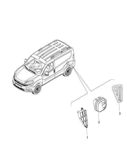 2020 Ram ProMaster City Grille-Side Vent Diagram for 6UR01JXWAA