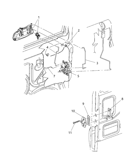 2002 Dodge Durango Door, Front Lock & Controls Diagram