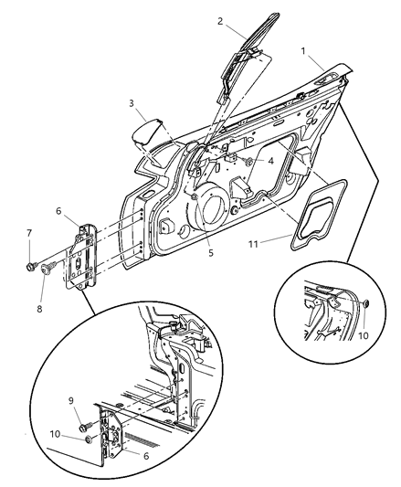 2003 Dodge Viper Front Door Hinge Diagram for 4865462AA