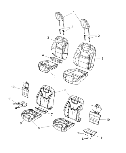 2014 Jeep Cherokee Front Seat Cushion Cover Diagram for 5VF99DX9AA